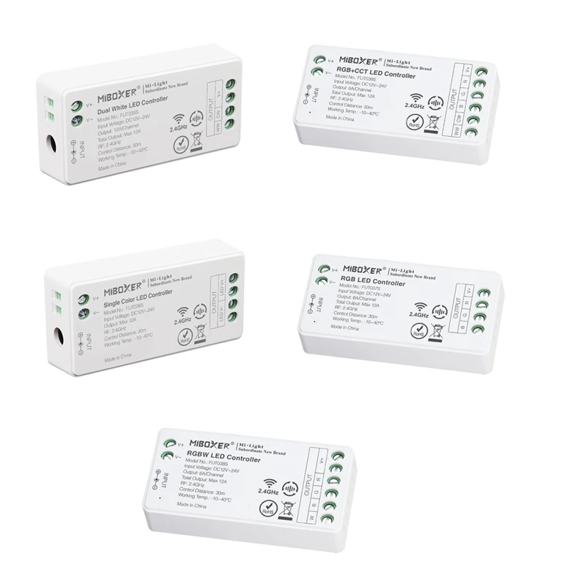 

Miboxer DC12-24V 2.4Ghz Single Color CCT RGB RGBW RGB+CCT LED Strip Controller