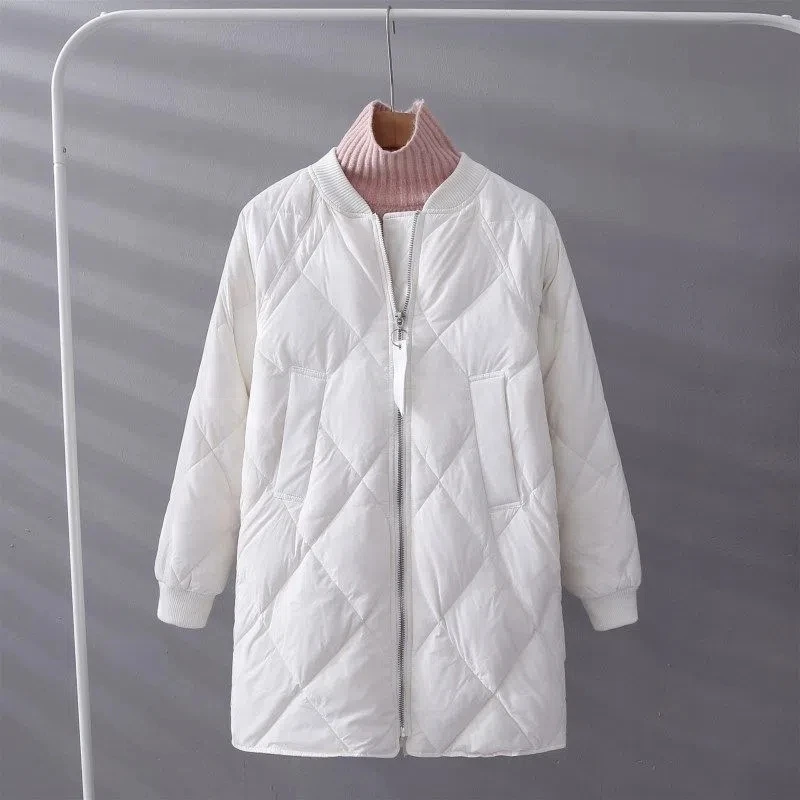 Cotton Coat Women Parkas 2022 Winter Jacket New Korean All-match Casual Baseball Uniform Jackets Female Long Diamond  Outerwear