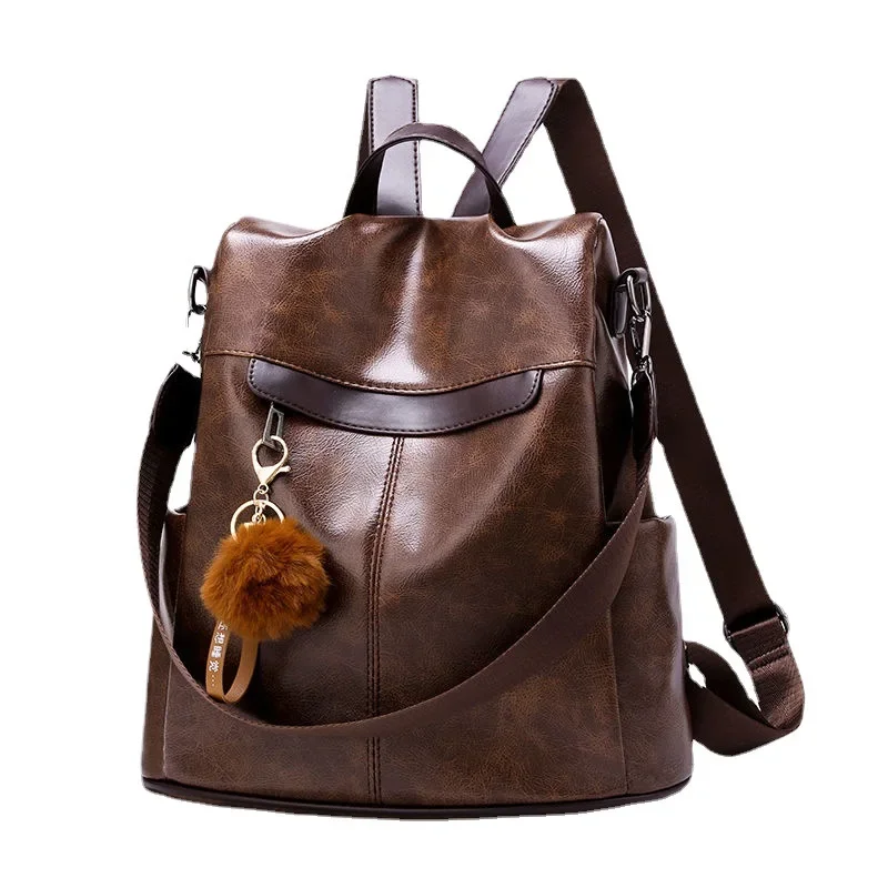 

Capacity New Oxford Soft Female Backpack Version Men's Bag School Ladies Texture Large New Anti-theft Leather 2023 Mommy Korean