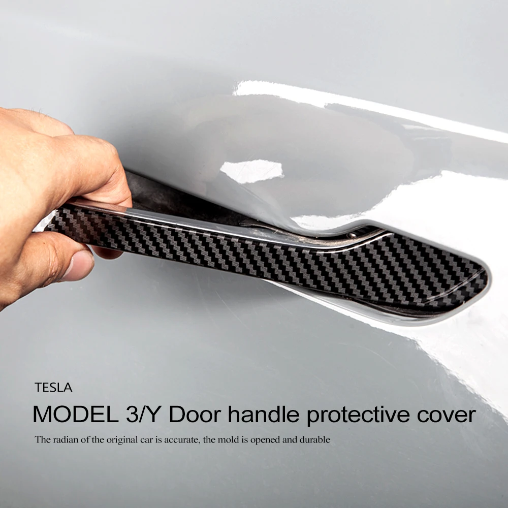 

4pcs/Set Door Handle Sticker for Tesla Door Handle Wrap Cover Carbon Fiber Pattern Protector Sticker Model 3 Y Car Accessories