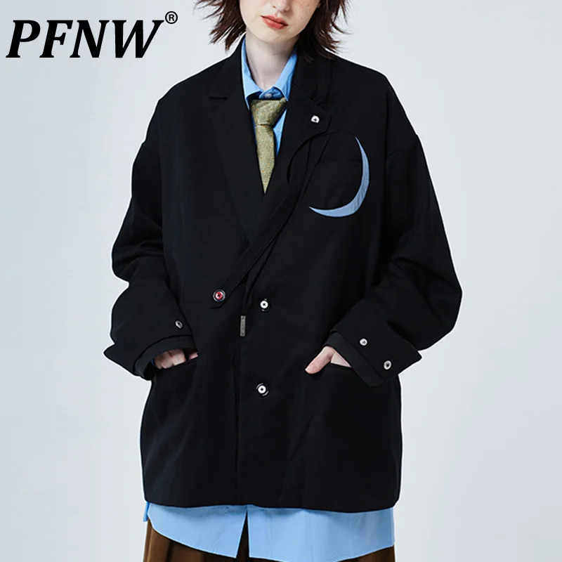 

PFNW Spring Autumn Men's Tide Techwear Suit Contrast Darkwear Split Design Handsome Personality Pockets Blazers Jackets 12A9244