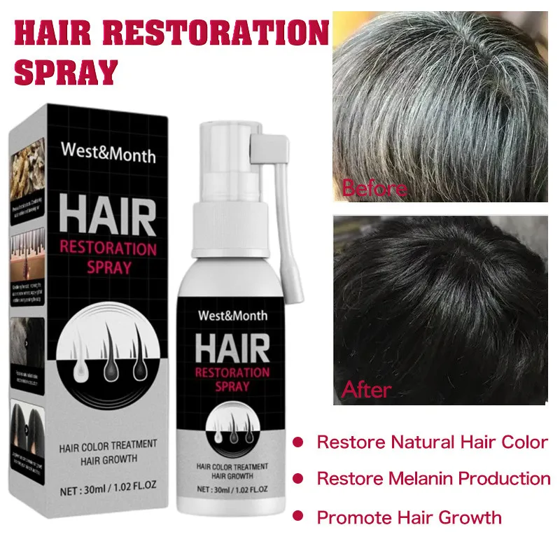 

Black Hair Growth Spray Prevent White Hair Restore Melanin Serum Anti-Hair Loss Treatment Repair Dry Damaged Essential Care 30ml