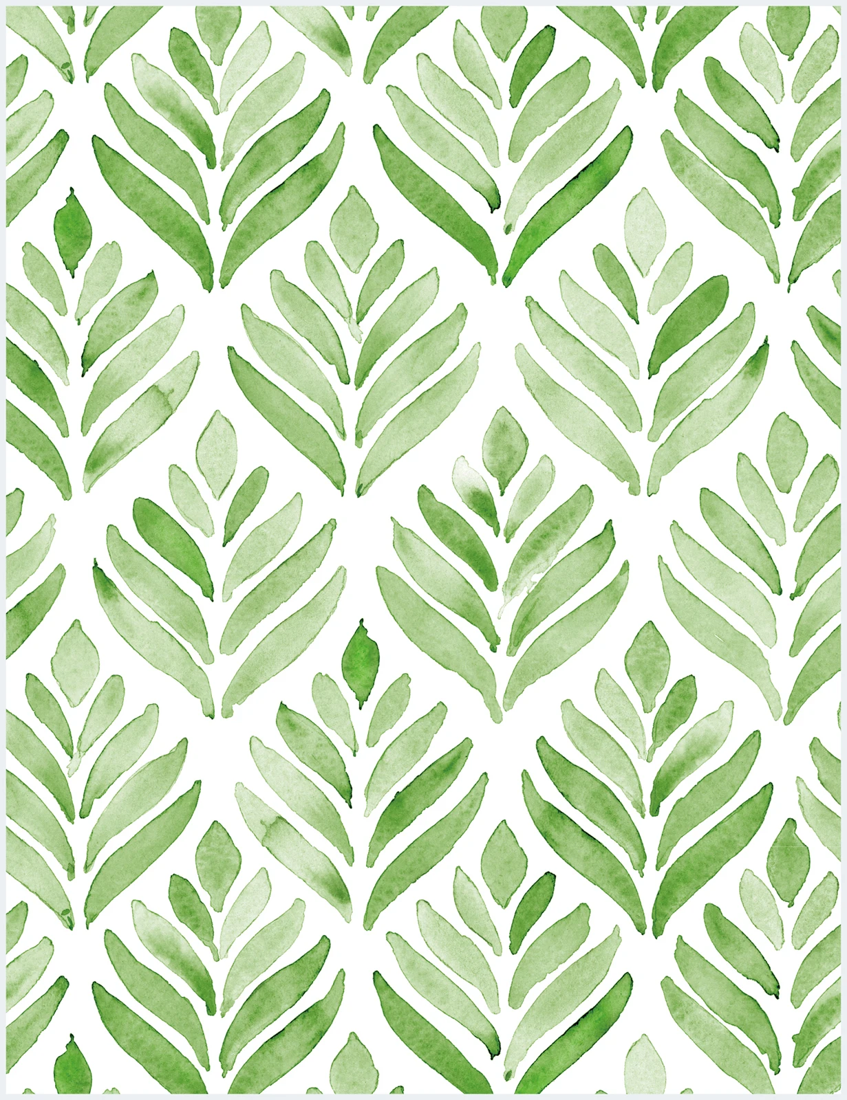 Обои в стиле бохо с цветочным принтом и листьями тюльпана зеленые/белые съемные