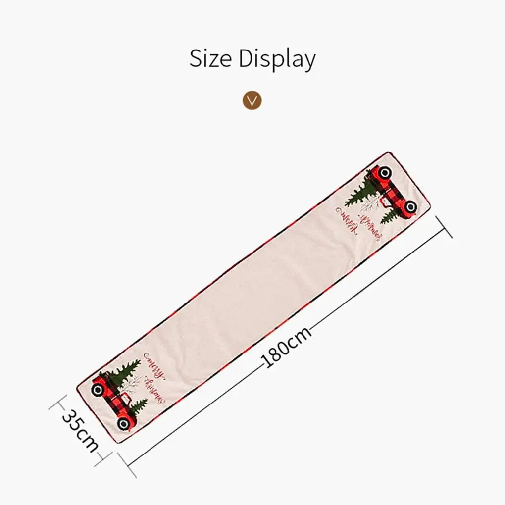 

Table Runner Burlap with Car Pattern Christmas Tablecloth Decoration Decor Accessories Supply Household Interesting Indoor