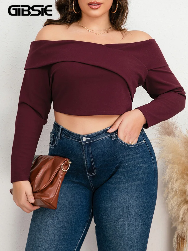 

Женский трикотажный топ с открытыми плечами, длинным рукавом