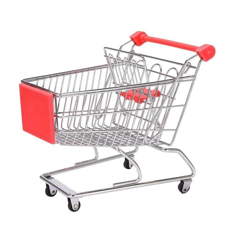 

Supermarket Handcart Mini Shopping Cart Desktop Decor Storage Toy Gift For Kid Dollhouse Furniture Accessories