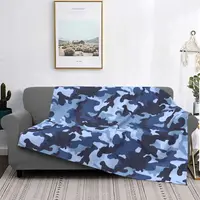 Navy Blue Camouflage Camo Pattern Wool Blankets Military Custom Throw Blankets for Sofa Bedding Lounge 150*125cm Bedspread