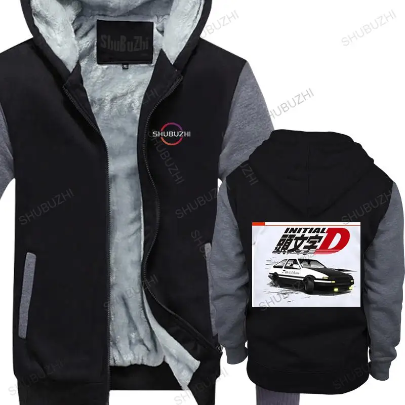 

man fall winter hoodie Men Print Drift Japanese Anime Fashion fleece hoody winter Cool Casual AE86 Initial D Homme hooded zipper