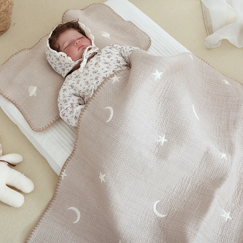 Детское одеяло, банты, медведь, луна, звезда, постельное белье, подушка, полотенца, многофункциональные пеленальные одеяла, предметы для новорожденных