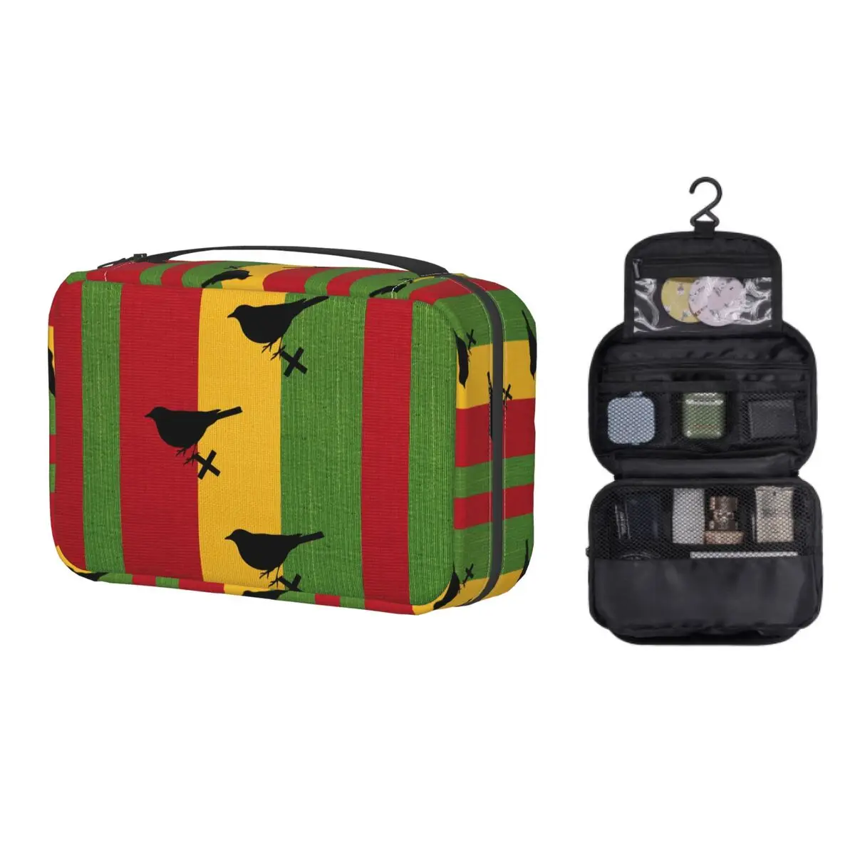 

Custom Vintage Ajax Bob Marley Toiletry Bag for Women Three Birds Cosmetic Makeup Organizer Lady Beauty Storage Dopp Kit Case