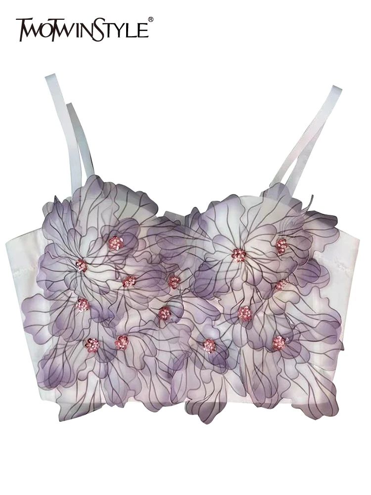 

Женский топ без рукавов TWOTWINSTYLE, с квадратным воротником, с аппликацией и открытой спиной