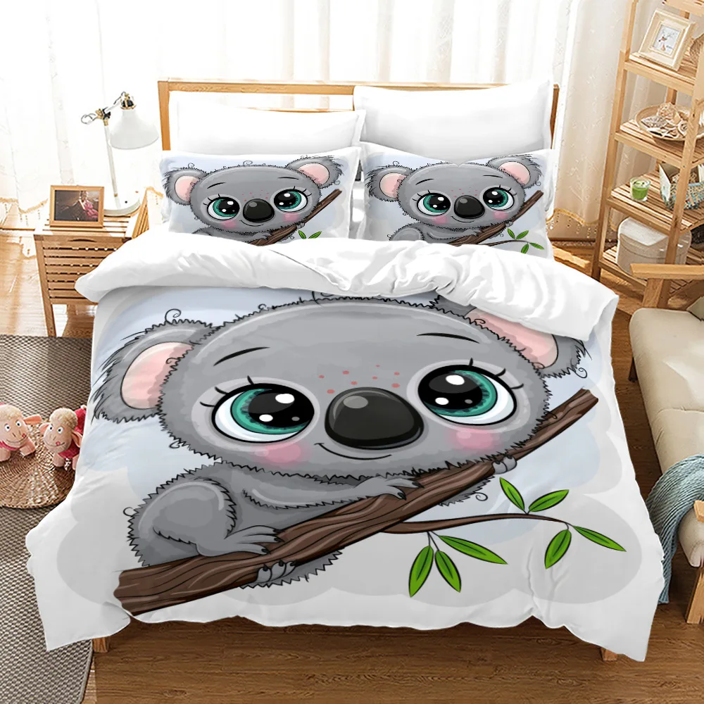 

Bedding Set Kawaii Hug The Tree Australian Wild Animal for Boys Girl Koala Duvet Cover Set King Queen Size Tree Bear Polyester