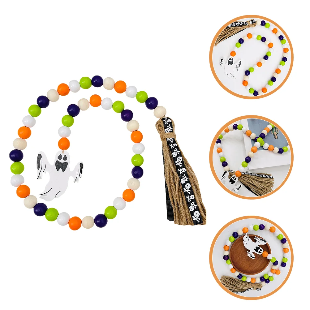 

Halloween Bead Wood Garland Decor Farmhouse Hanging String Beads Tiered Curtain Tray Ties Desktop Prayer Rustic Wall Tassels