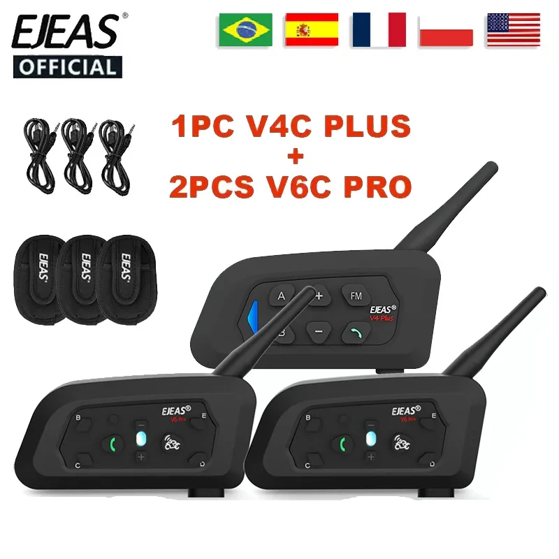 AOAS V4C PLUS + V6C PRO Bluetooth-гарнитура Для Внутренней Связи Футбольного Судьи Дуплексная