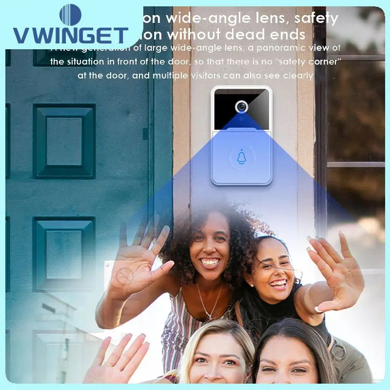 

Мониторинг в режиме реального времени, дверной звонок с Wi-Fi и щелочной батареей, умный дверной звонок с переменным звуком, камера ИК ночного ...