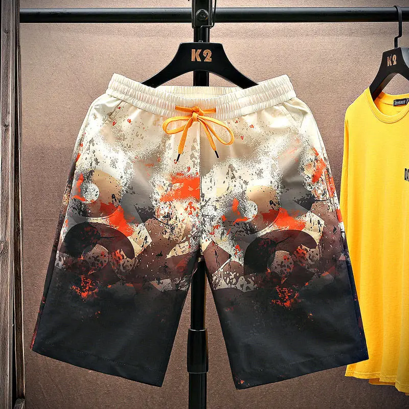 

Ice Silk Shorts Men's Summer Thin Cropped Pants Outerwear Sweatpants Loose Bermuda Shorts Trendy Beach Men's Pants