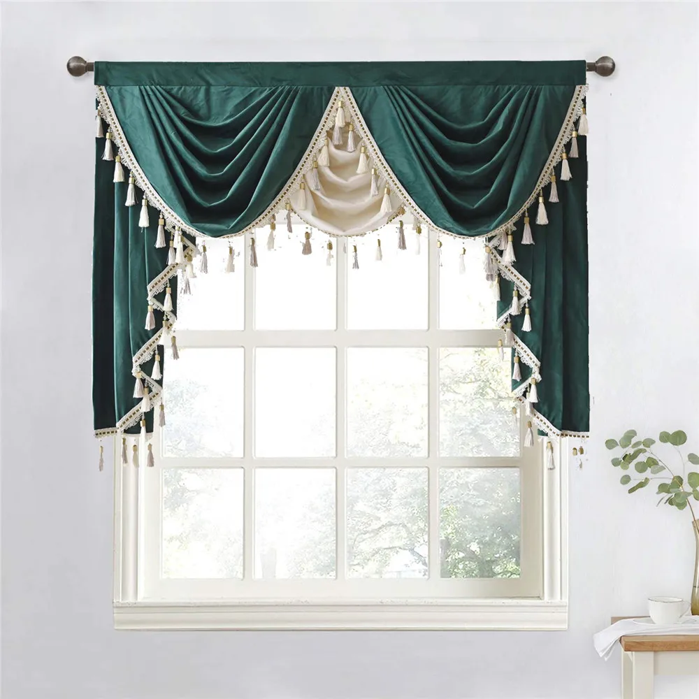 

Europe Luxury Curtain Valance for Living Room Bedroom Window Curtain Head Home Backdrop Waterfall Drapes Hotel Curtain Top Decor