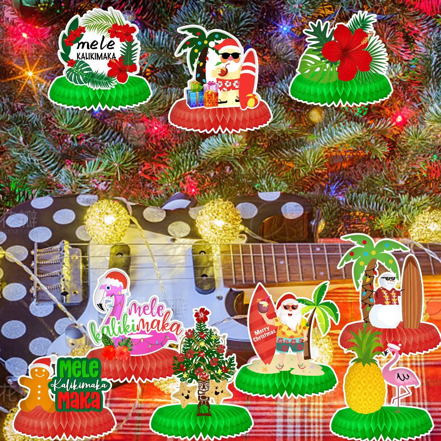 Christmas Supplies Xmas Hawaii Honeycomb Balls Ornament For Dome Decoration Christmas Party Supplies Grinch New Year Accessories