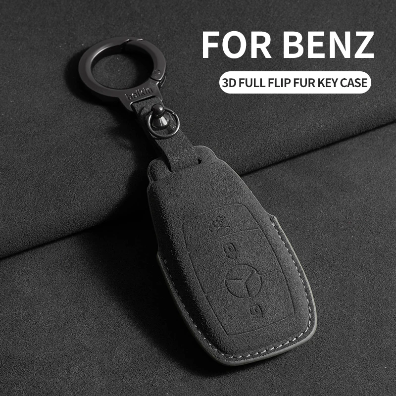 Фото Чехол для ключей автомобиля Mercedes Benz A B C E S Class W204 W205 W212 W213 W176 GLC CLE CLA GLB GLC GLS AMG W177 W222 с брелоком №1