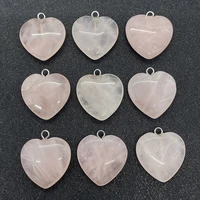 5pcspack 15mm 20mm fashion heart shaped natural semi precious stone charms rose quartz diy for necklace jewelry accessions