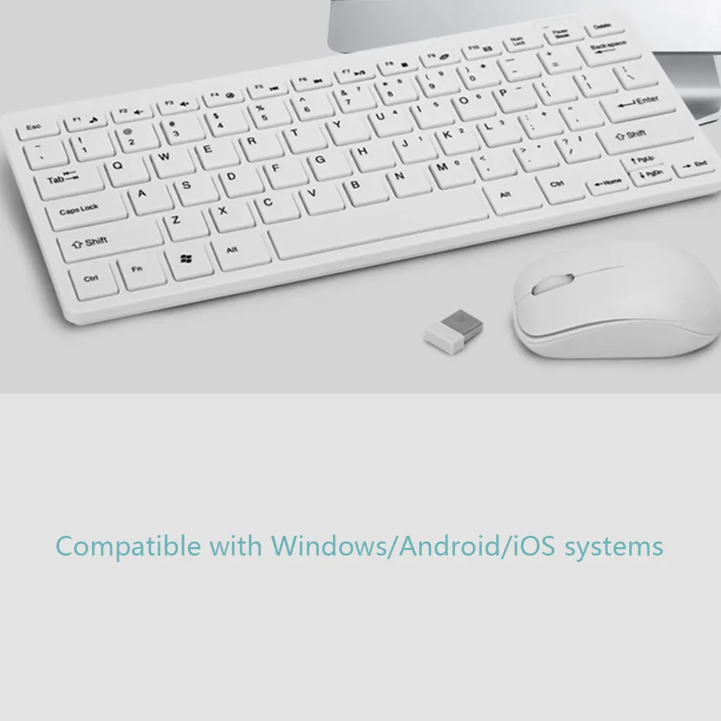 

Беспроводная оптическая Бесшумная клавиатура и мышь, 2, 4 ГГц, набор мини-мультимедиа, полноразмерная клавиатура и мышь для ноутбука, настоль...