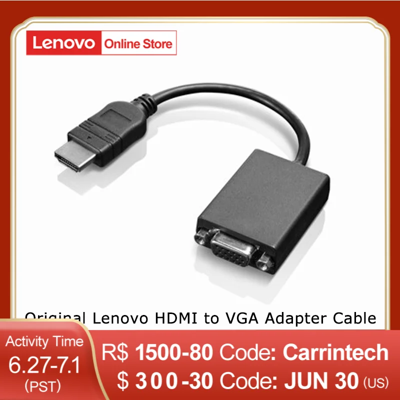 

Original Lenovo ThinkPad HDMI To VGA Adapter Cable Converter Projector Monitor 0B47069 T460 E470 E460 X260 X1 S3 Official