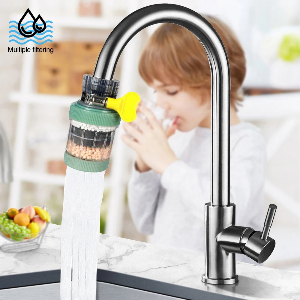 

Faucet 5-layers Purifier Tap Filter Universal Kitchen Water Saving Bubbler Activated Carbon Filtration Shower Head Nozzle Filter