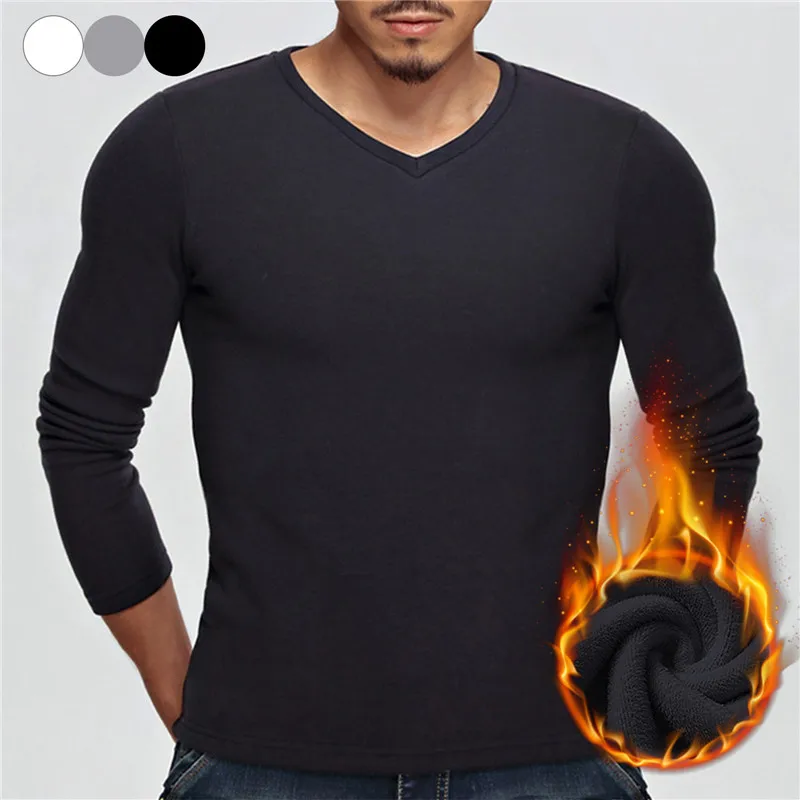 

Мужское термобелье, топы, флисовая утепленная футболка, облегающая теплая одежда на осень и зиму, термо-пуловер с длинным рукавом, базовая ф...