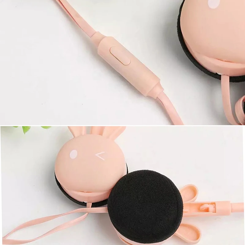 With Microphone Cartoon Headset Fashion High-quality Jack Wired Headphones High-sensitivity Pure Sound Quality 3.5mm Blue Pink images - 6