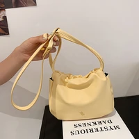 summer bags for women 2022 single shoulder bag pu solid handbags small shopping fashion folds soft yellow tote designer