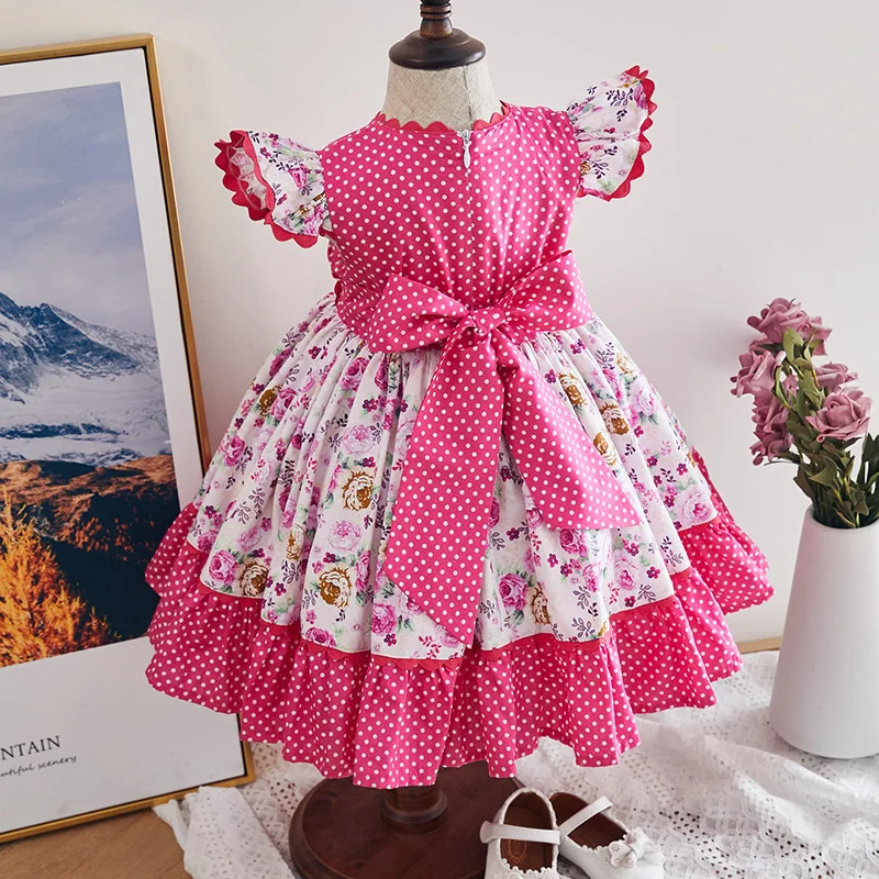 

Детские платья для девочек, испанская детская эксклюзивная одежда, цветочные платья для малышей, Детские винтажные платья с оборками и рука...