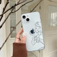 disney princess phone case tpu for iphone 13pro 12 11 pro case x xr xs max plus transparent shell cover aisha snow white lovely