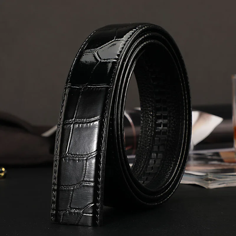 

No Buckle Cow Leather Belt for Men Automatic Buckle New Business Waist Strap Black Brown Male High Quality Jeans Waistband 3.5CM