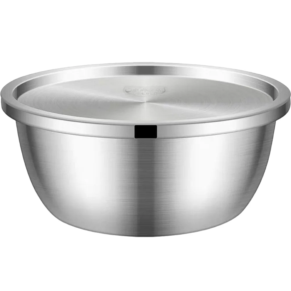 

Salad Bowl Lid Dough Mixing Food Serving Stainless Steel Containers Multi-purpose Home Egg Storage Lids Baking Wash Pot Holder