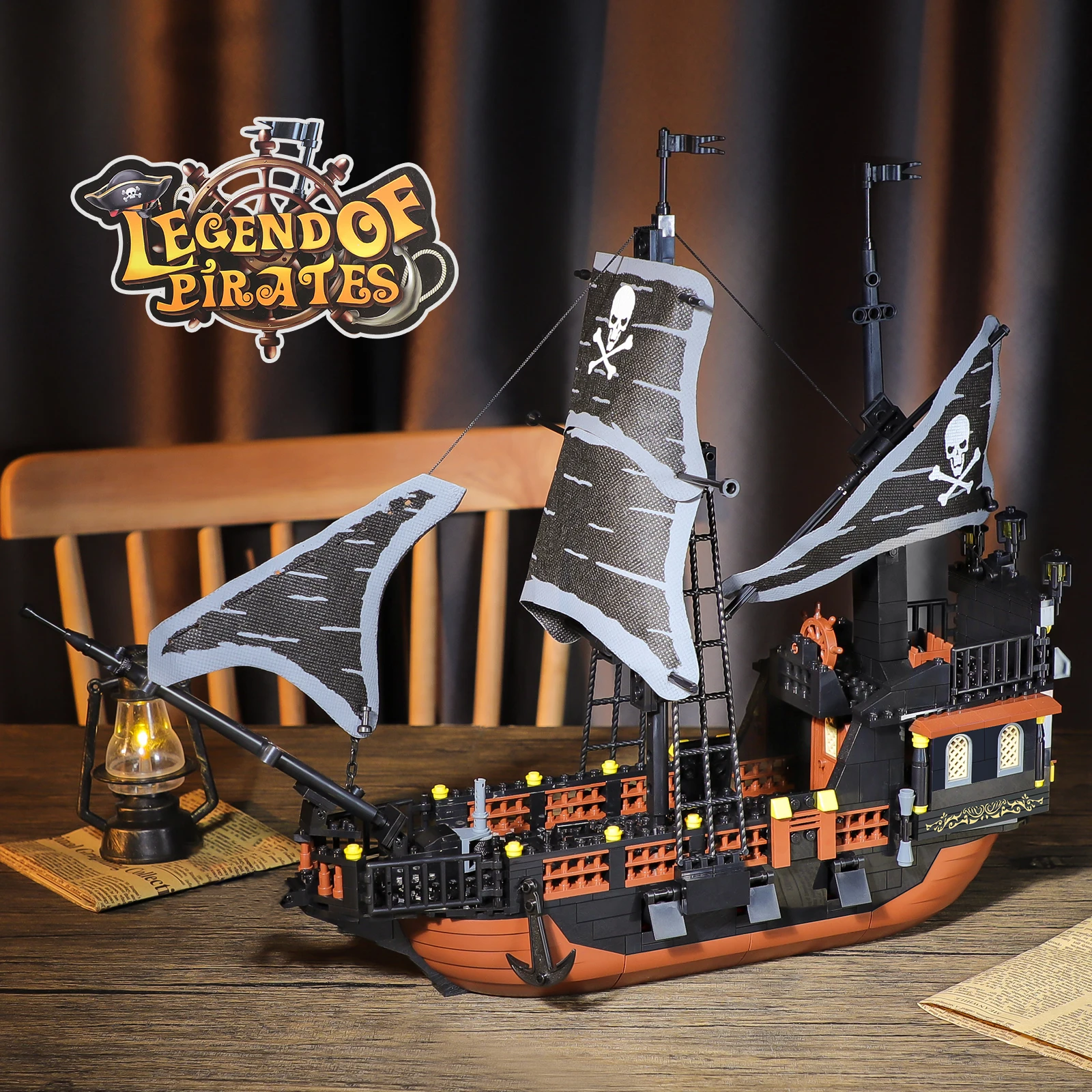 

652PCS Legend Pirates Ship Boat Building Block Creative Large Black Boat Decoration Bricks Aseembly Children Toys Kids Gifts