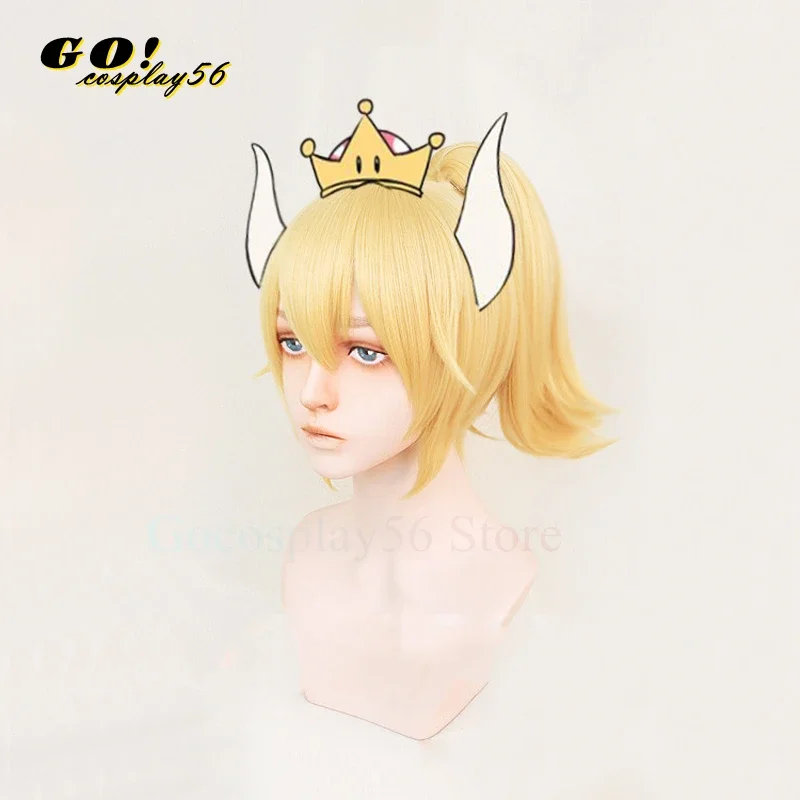 Парик для косплея принцессы Bowsette золотая косичка персик Koopa Bowser синтетические