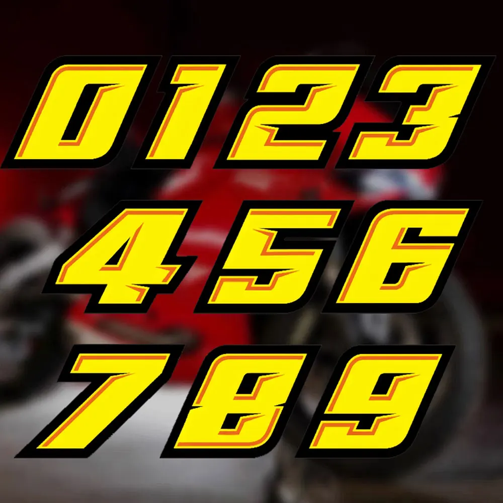 1 шт. 0123456789 Наклейка с желтым номером наклейки для мотоцикла боковые панели