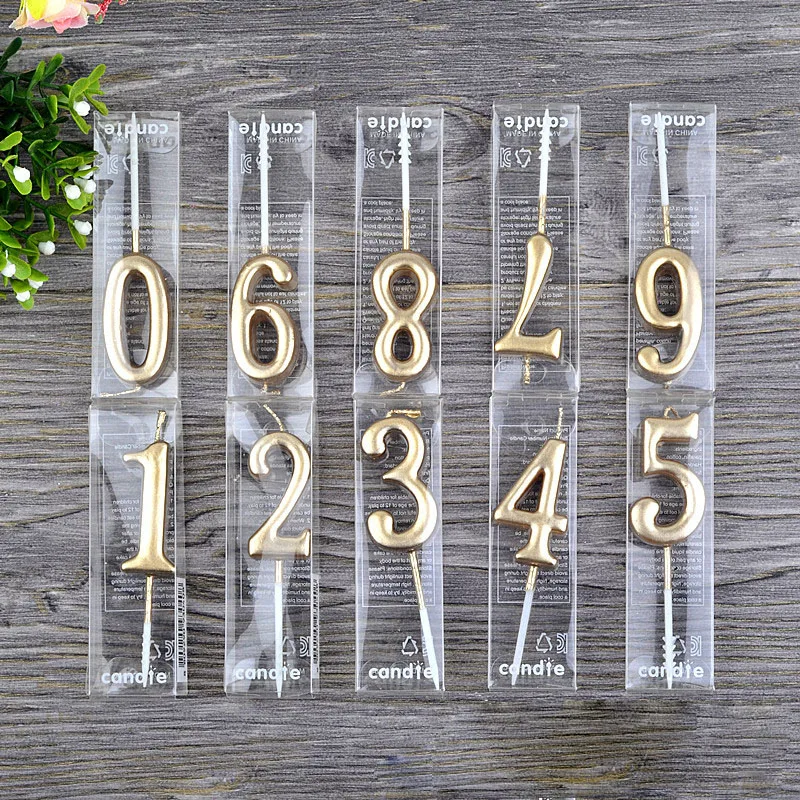 

Cute Birthday Number Candle Silver Gold 0-9 Number Decorative Candles Cake Cupcake Topper Party Supplies Cake Decorating