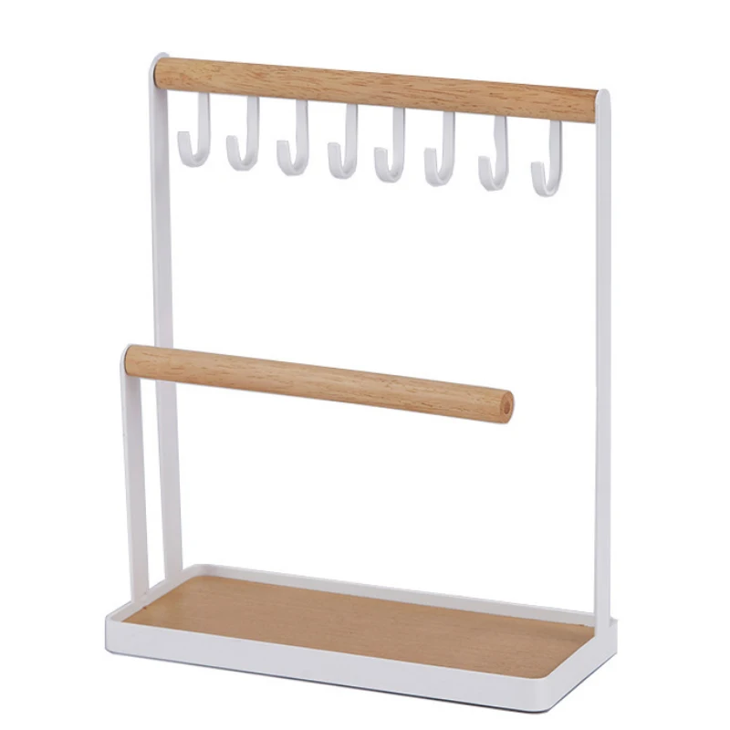 Jewelry Storage Box Display Stand Wooden Rack With Metal Hook Earrings Necklaces Bracelets Bracelets Watches Storage Accessories