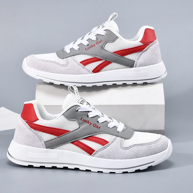 2022 Men Women Fashion Sneakers Smiley Mesh Platform Cushioning Running Shoes Color Matching Lace Up Round Toe Male Sport Shoes