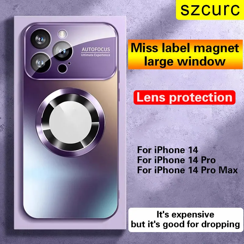 

For iPhone14 pro max case for Apple 13 new big window magsafe Magnet 12 All-inclusive Drop Proof All-Inclusive Scrub Premium