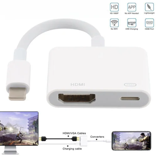 8 pin to HDMI Digital TV AV Adapter Cable For iPad iPhone 7 8 X 11 12 13 14