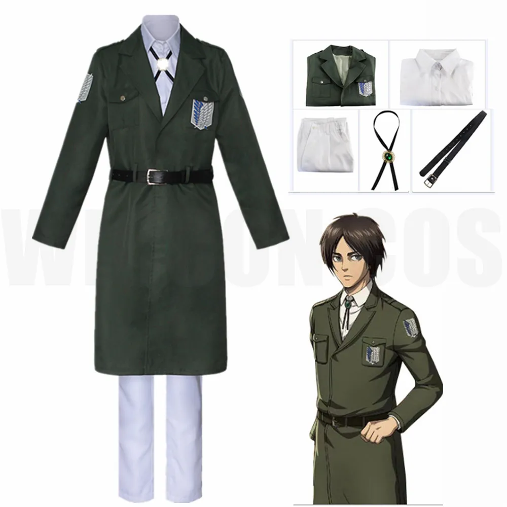 

Attack on Titan Cosplay Levi Costume Shingek No Kyojin Scouting Legion Soldier Coat Trench Jacket Uniform Men Halloween Outfit