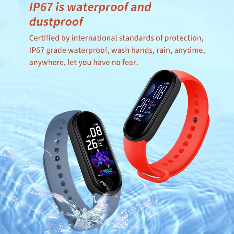 

New M5 Smart Bracelet Men Fitness Smart Wristband Women Sports Tracker Smartwatch Play Music Bracelet M5 Band