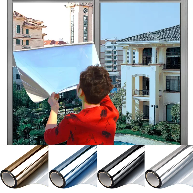 

One Way Mirror Reflective Window Film Privacy Stained for Glass Vinyl Self Adhesive Film Anti UV Heat Insulation Window Tint