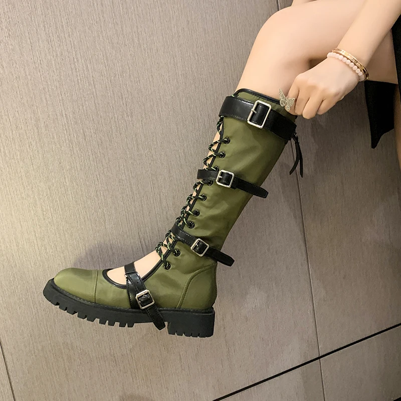 

Summer Gladiator Sandals Women Metal Rivet Punk Streetwear Flats Platform Thick Heeld Ankle Buckle Strap High Quality Shoes Boot