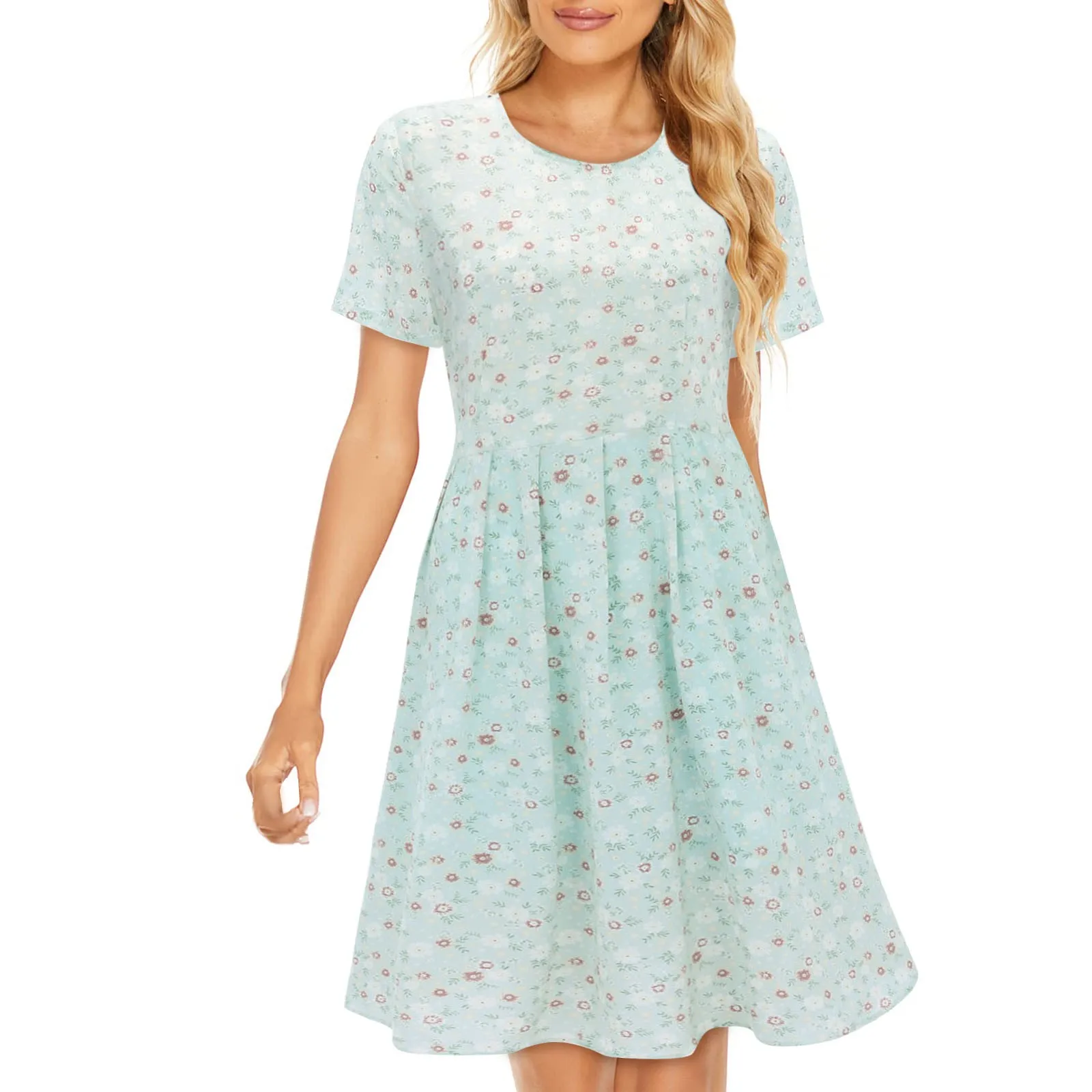 

Женское летнее платье в стиле бохо с коротким рукавом и цветочным принтом, мини-платье с завязкой на талии, пляжное платье с рюшами, празднич...