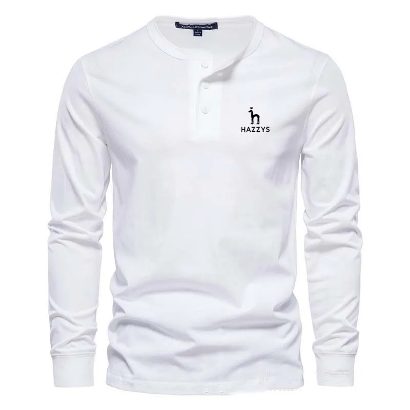 Men's Golf HAZZYS Polo Wear Casual Sweatshirts Hoodie Buttons Slim Pullover Long Sleeve Spring Autumn Men Pieces O-Neck Male