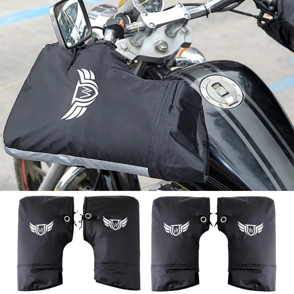 

1pair Waterproof Warm Motorcycle Handlebar Mitts Hand Grips Muffs Handle Cover Gloves Winter Cotton Warmer Thermal Gloves Riding