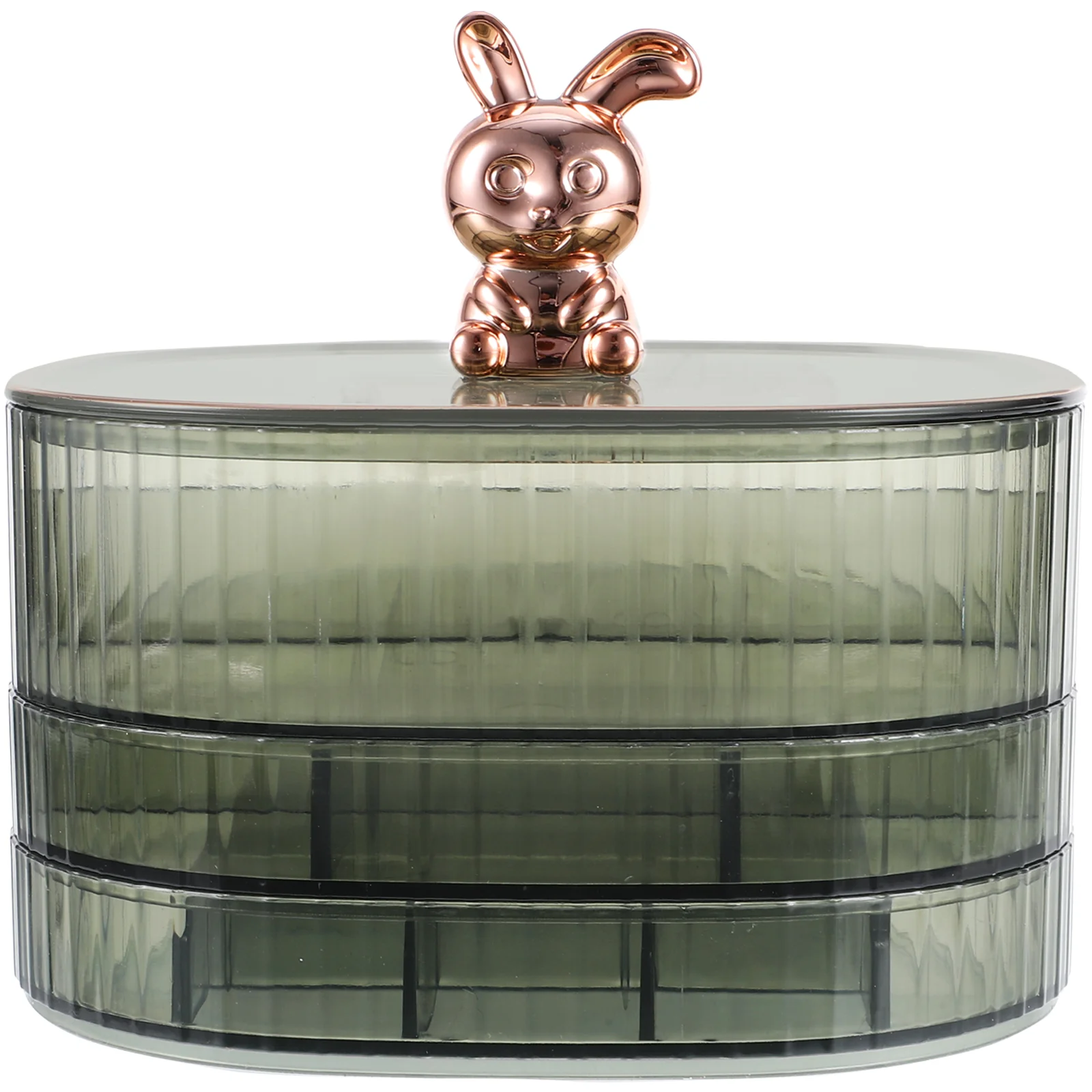 

Tabletop Jewelry Storage Box Delicate Jewelry Trinket Box Multi-layer Trinket Display Box With Small Rabbit Decor